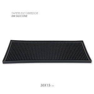 Tapete Escorredor Para Louças em Silicone Preto 30x15cm