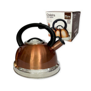 Chaleira Inox  Com Apito Crown Bronze 3 Litros - Bronze