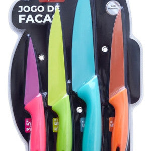 Jogo de facas aço inoxidável colorida Cozinha kit com 4 facas coloridas faca cozinha