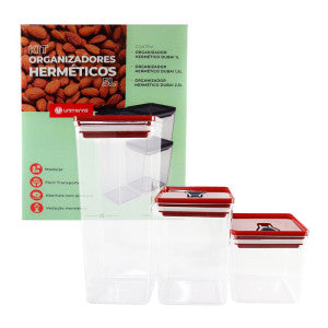 Kit Organizador Hermético Dubai Vermelho 5 Litros