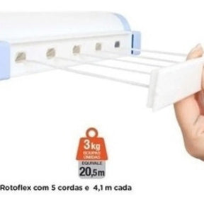 Varal Automático 5 Cordas Retrátil Parede 4,1 Metros Secalux - Branco