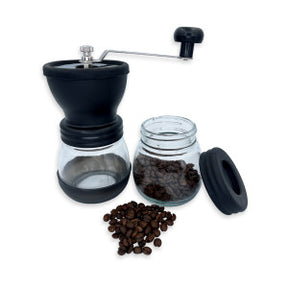 Moedor De Café Manual Vidro Plastico Inox Ceramica - Preto