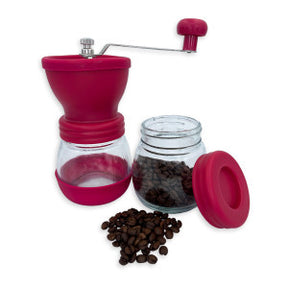 Moedor De Café Manual Vidro Plastico Inox Ceramica - Rosa