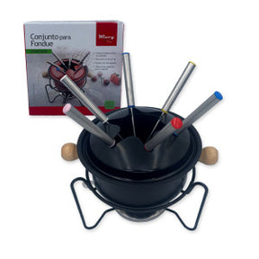 Conjunto Fondue 10 Peças Carne Chocolate Jantar Romântico