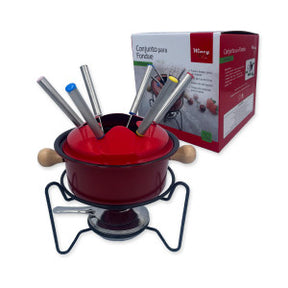 Conjunto Fondue 10 Peças Carne Chocolate Jantar Romântico - VERMELHO