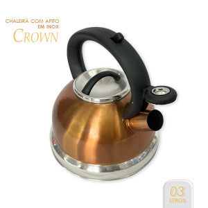 Chaleira Inox  Com Apito Crown Gold 3 Litros - Gold