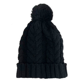 Touca De Frio Com Pompom Preta Gorro De Lã Tricot Inverno