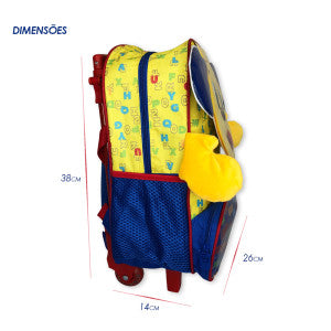 Mochila Infantil Escolar Cachorro Rodinha Amarela