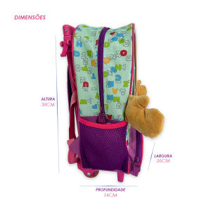 Mochila Infantil Escolar Rena Rodinha Rosa