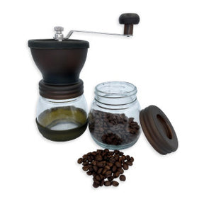 Moedor De Café Manual Vidro Plastico Inox Ceramica - Marrom