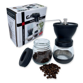 Moedor De Café Manual Vidro Plastico Inox Ceramica - Preto