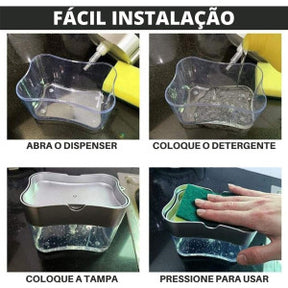 Dispenser Sabão 2x1 Detergente Suporte Porta Bucha Esponja