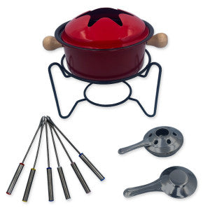 Conjunto Fondue 10 Peças Carne Chocolate Jantar Romântico - VERMELHO