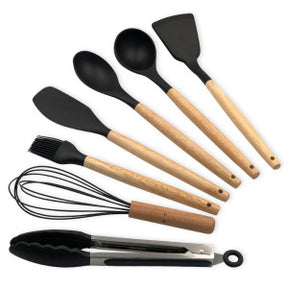 Conjunto de Utensilios Silicone 8 Peças - Preto