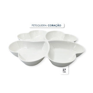 Petisqueira Coração 4 Divisórias Petisco Melamina 27cm