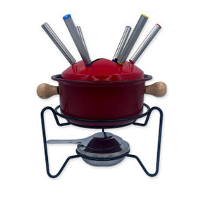 Conjunto Fondue 10 Peças Carne Chocolate Jantar Romântico - VERMELHO