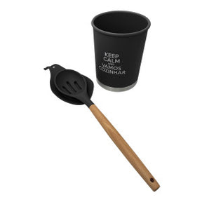 Kit Utensílios de Cozinha Silicone 13pçs - Preto