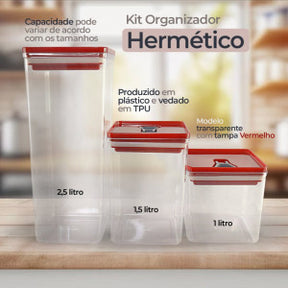 Kit Organizador Hermético Dubai Vermelho 5 Litros