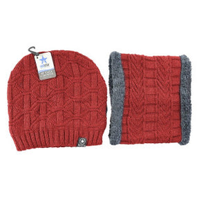 Kit Gorro de Frio e Cachecol Estilo Gola - Vinho