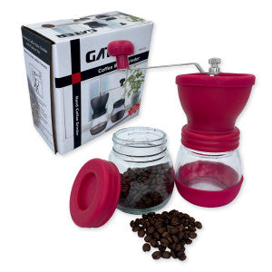 Moedor De Café Manual Vidro Plastico Inox Ceramica - Rosa