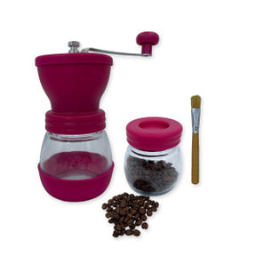 Moedor De Café Manual Vidro Plastico Inox Ceramica - Rosa