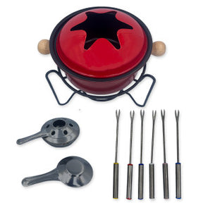 Conjunto Fondue 10 Peças Carne Chocolate Jantar Romântico - VERMELHO