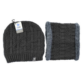 Kit Gorro de Frio e Cachecol Estilo Gola - Preto