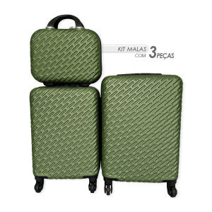 Kit De 3 Malas De Viagem Verde Militar