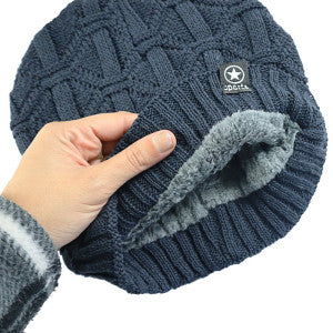 Kit Gorro de Frio e Cachecol Estilo Gola - Azul Marinho