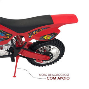 Moto de Motocross de Brinquedo com Apoio - Vermelho