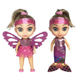 Boneca Shiny Angels 3 em 1 Sereia Fada e Bailarina