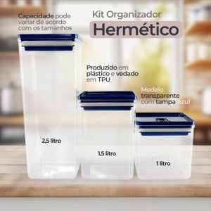 Kit Organizador Hermético Dubai Azul 5 Litros