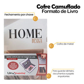 Cofre Camuflado Formato Livro Porta Joias Com Chave